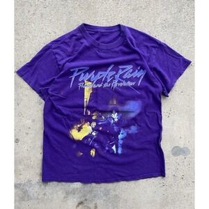 VTG Prince Purple Rain The Revolution 1984 Mens Purple Classic‎ T-Shirt Boxy Fit